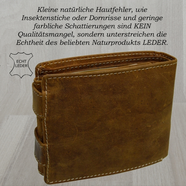 Wildleder Edition Herren Biker Geldbörsen mit RFID Schutz Hosenkette Riegelverschluss (Querf. braun)